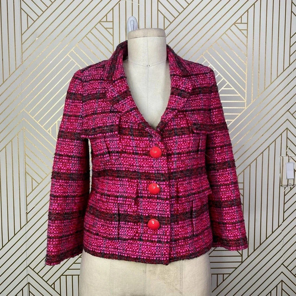 Kate Spade New York Pink Magenta Tweed Blazer - Picture 1 of 11